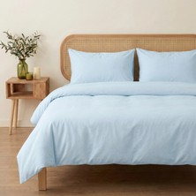 Prime Sleeks Çift Kişilik %100 Pamuk Nevresim Takımı 200 x 220 Cm, Lastikli Çarşaflı Set, Buz Mavisi