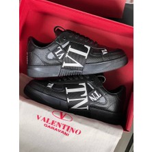 Favorispor Valentino Garavani VL7N Logolu Bantlı Siyah Deri Sneaker