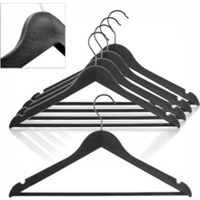 Güzelyüz Avm Ahşap Görünümlü Sert Plastik Siyah Renk Elbise Kıyafet Askısı 5 Adet