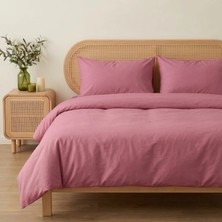 Prime Sleeks Çift Kişilik %100 Pamuk Nevresim Takımı 200 x 220 Cm, Lastikli Çarşaflı Set, Gül Kurusu