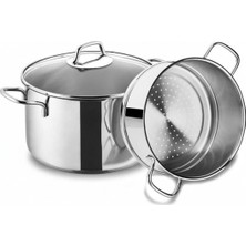 Vanckey 26 cm Çift Katlı Paslanmaz Çelik Buhar Tenceresi Haşlama Tenceresi Iki Katlı Tencere