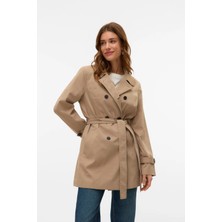 Vero Moda Kadın Vmchelsea Düğmeli Belden Bağlamalı Trençkot 10329343 Vizon