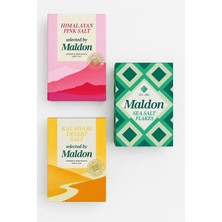 Maldon 3’lü Premium Tuz Seti – Sea Salt Flakes, Himalayan Pink Salt, Kalahari Desert Salt