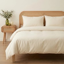 Prime Sleeks Çift Kişilik %100 Pamuk Nevresim Takımı 200 x 220 Cm, Lastikli Çarşaflı Set, Krem