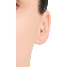 Berk Mücevherat 14 Ayar Altın Zümrüt Taşlı Geyik Tragus Küpe