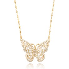 Berk Mücevherat 14 Ayar Altın Taşlı Kelebek Kolye