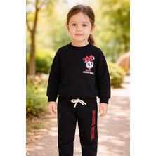 Almira Anne Bebek Kız Çocuk Mickey Mouse Baskılı Eşofman Takımı Siyah Beden Seçenekleriyle