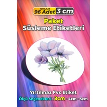Sb Store Çiçek Temalı Ambalaj Hediye Paket Süsleme Etiketi Model 308 - 96 Adet 3cm