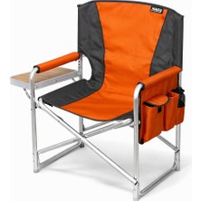 Haegs Alüminyum Kamp Sandalyesi, Taşınabilir Katlanır Yönetmen Sandalyesi, Yan Sehpa ve Çıkarılabilir Yan Cep ile Açık Hava Kampı, Piknik, Bahçe, Teras, Balkon, Turuncu