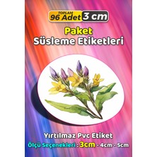 Sb Store Çiçek Temalı Ambalaj Hediye Paket Süsleme Etiketi Model 301 - 96 Adet 3cm
