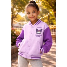 Almira Anne Bebek Kız Çocuk Mont Yazlık Kolej Ceket Baskılı Mor Renkli Şardonlu