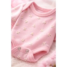 Almira Anne Bebek Bebek Body Kız Çiçek Desenli Pamuklu Kısa Kollu Günlük Giyim