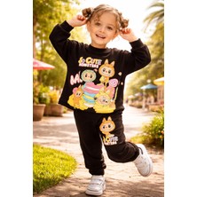 Almira Anne Bebek Kız Çocuk Için Siyah Monster Desenli Takım - Rahat ve Şık