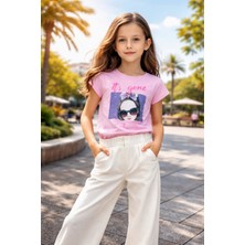 Almira Anne Bebek Kız Çocuk Tişörtleri Yazlık Kısa Kollu Bisiklet Yaka Pembe