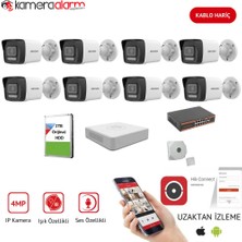 Hikvision Hıkvısıon 8 Kameralı Mikrofonlu 7/24 Renkli Görüşlü 4mp Ip Kamera Seti