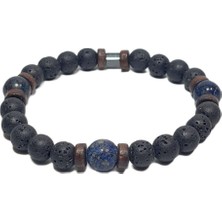 JTSS26BLK1749 Lav Taşı ve Lapis Lazuli Ceyt Doğaltaş Janti Bileklik