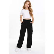 Almira Anne Bebek Kız Çocuk Giyim Için Geniş Paçalı Siyah Eşofman Altı