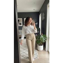 Deridün Yıldız Shoes Kadın Yüksek Bel Pileli Palazzo Pantolon