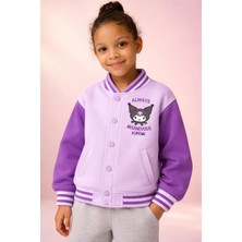 Almira Anne Bebek Kız Çocuk Mont Yazlık Kolej Ceket Baskılı Mor Renkli Şardonlu