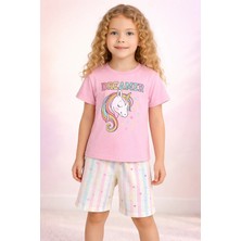 Almira Anne Bebek Kız Çocuk Pijama Takımı Yazlık Unicorn Baskı Rahat Uyku Kıyafeti