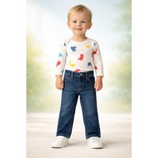 Almira Anne Bebek Çocuk Erkek Kot Pantolon Mavi Beli Lastikli Bahar Yaz Mevsimi