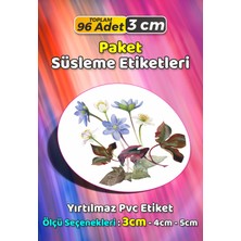 Sb Store Çiçek Temalı Ambalaj Hediye Paket Süsleme Etiketi Model 303 - 96 Adet 3cm