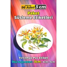 Sb Store Çiçek Temalı Ambalaj Hediye Paket Süsleme Etiketi Model 309 - 96 Adet 3cm