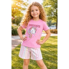 Almira Anne Bebek Kız Çocuk Için Yazlık Unicorn Baskılı Pijama Takımı Rahat Uyku Kıyafeti