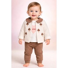 Almira Anne Bebek Bebek Kız Için Krem Renkli Mantar Baskılı Welsoft Takım