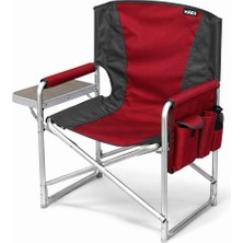 Haegs Alüminyum Kamp Sandalyesi, Taşınabilir Katlanır Yönetmen Sandalyesi, Yan Sehpa ve Çıkarılabilir Yan Cep ile Açık Hava Kampı, Piknik, Bahçe, Teras, Balkon, Kırmızı