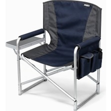 Haegs Alüminyum Kamp Sandalyesi, Taşınabilir Katlanır Yönetmen Sandalyesi, Yan Sehpa ve Çıkarılabilir Yan Cep ile Açık Hava Kampı, Piknik, Bahçe, Teras, Balkon, Koyu Mavi