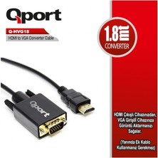 Binbir Göz Bilgisayar Qport Q-HVG18 1.8 mt HDMI To VGA Kablo