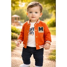 Almira Anne Bebek Erkek Çocuk M Creative Yazılı Kolej Ceketli 3 Parça Takım