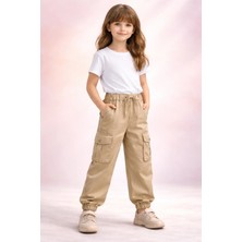 Almira Anne Bebek Kız Çocuk Kahverengi Lastikli Pantolon Bilek Lastiği Cepli Günlük Kullanım