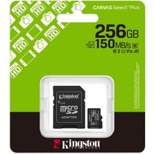Binbir Göz Bilgisayar Kıngston Canvas Select Plus 256GB Mıcro Sdhc CLASS10 150MB/S Hafıza Kartı SDCS3/256GB