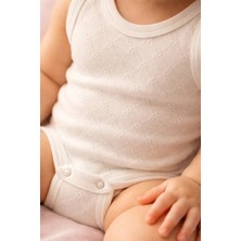 Almira Anne Bebek Kız Çocuk Jakarlı Baklava Desenli Pamuklu Sıfır Kollu Bodys