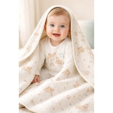 Almira Anne Bebek Bebek Battaniyesi Organik Pamuklu Yavru Ceylan Baskılı Renkli