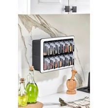 Leylart Standlı 12 Li Kendinden Yapışkanlı Kaşıklı Kapaklı Baharatlık Takımı-Etiketli Baharatlık