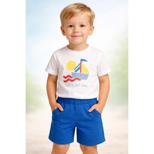 Almira Anne Bebek Yazlık Erkek Bebek Takım Çocuk Yelkenli Baskılı Kısa Kollu