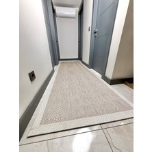 Nevmahall Çerçeve Bej Krem Kaymaz Taban Leke Tutmaz Sisal Halı