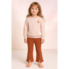 Almira Anne Bebek Kız Çocuk Yazlık Takım Çiçekli Cepli Omuz Dantelli Paçalı 2li Set