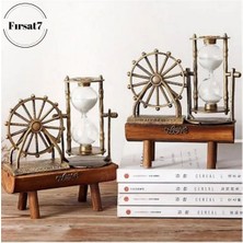 Feyza Design Ahşap Ayaklı Dönme Dolap Kum Saati Dekorasyon Masaüstü Biblo