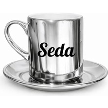 Myworldorganization Isim Baskılı Gümüş Renk Kahve Fincanı, Istediğiniz Ismi Yazabiliriz