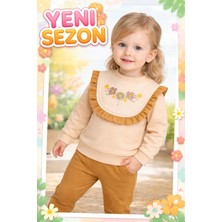 Almira Anne Bebek Kız Bebek Takımı Renkli Nakışlı Yumuşak Penye Set