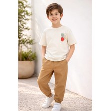 Almira Anne Bebek Mevsimlik Erkek Çocuk Takım Krem Renkli Desenli ve Rahat Kesim