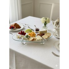 Feyza Design Elmas Bulut Top Ayaklı Cam Sunumluk, Şık ve Parlak Dekoratif Tepsi