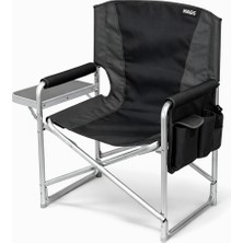 Haegs Alüminyum Kamp Sandalyesi, Taşınabilir Katlanır Yönetmen Sandalyesi, Yan Sehpa ve Çıkarılabilir Yan Cep ile Açık Hava Kampı, Piknik, Bahçe, Teras, Balkon, Siyah
