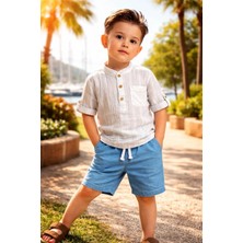 Almira Anne Bebek Yazlık Erkek Çocuk Takım Gömlek ve Kot Şort Seti