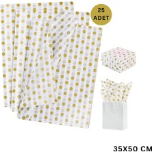 Roco Paper Co. Altın Puantiyeli Pelur Kağıt, Dekoratif Hediye Paketleme ve Ambalaj Kağıdı 35X50 Cm, 25 Adet