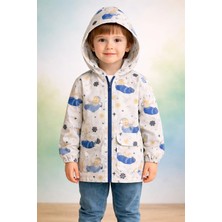 Almira Anne Bebek Çocuk Yağmurluk Erkek Uçak Desenli Kapşonlu Su Geçirmez Giyim